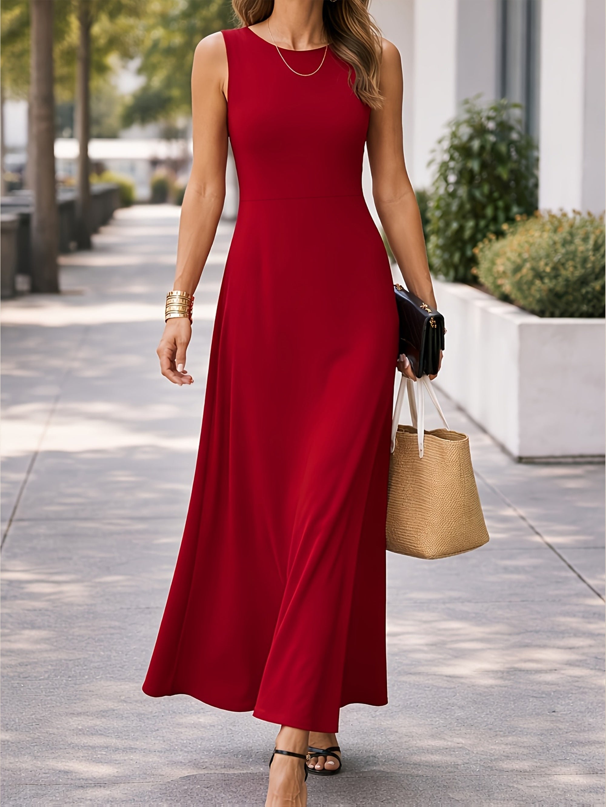 Damska Codzienna Sukienka A-Line | Maxi