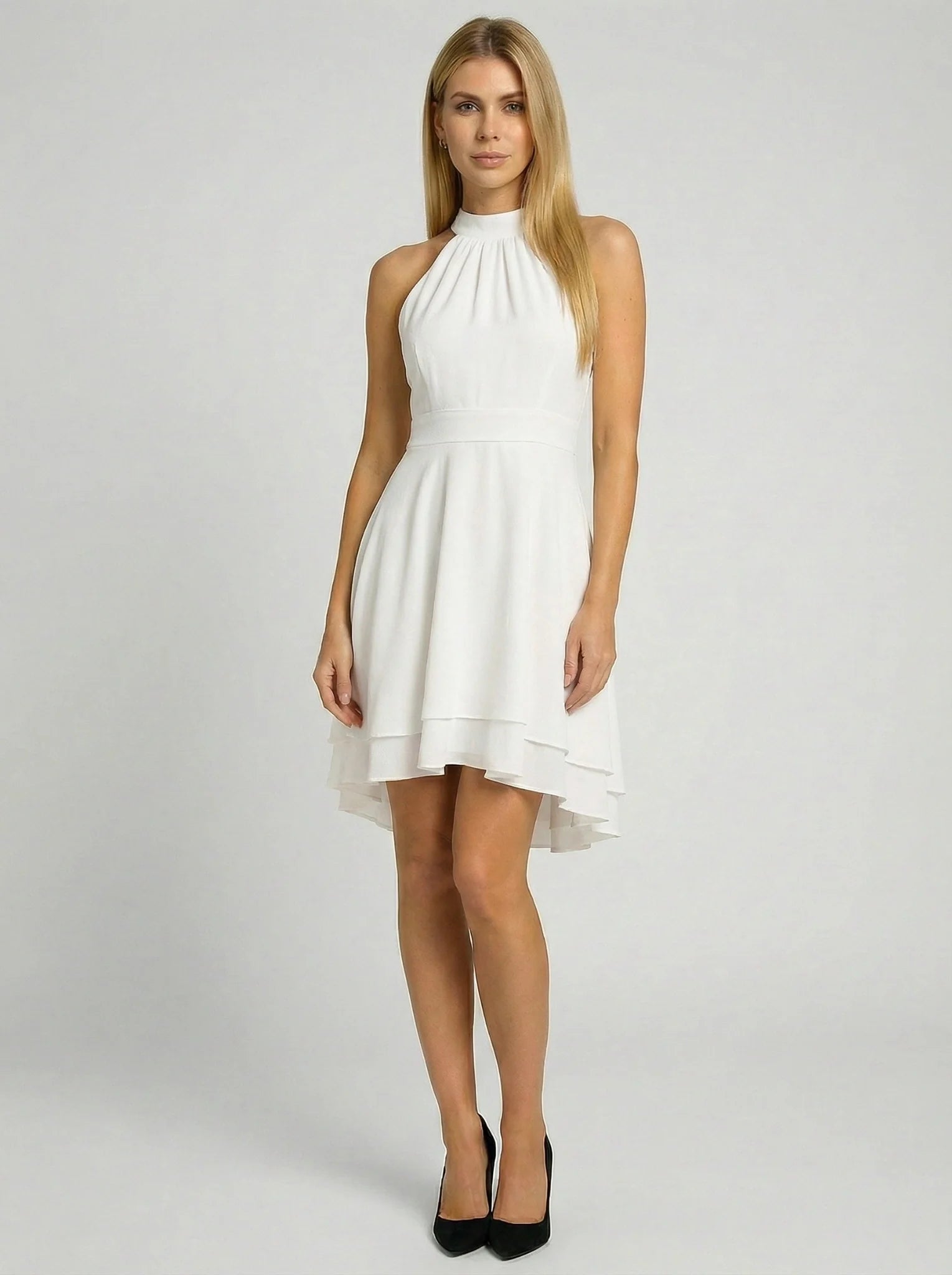 Damska sukienka midi casual z dekoltem halter