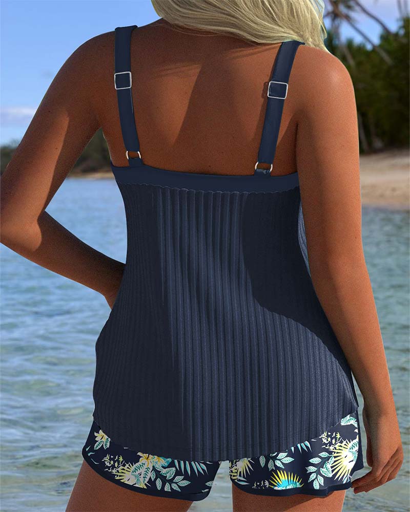 Damski Letni Tankini Komplet | Kwiatowe Szorty