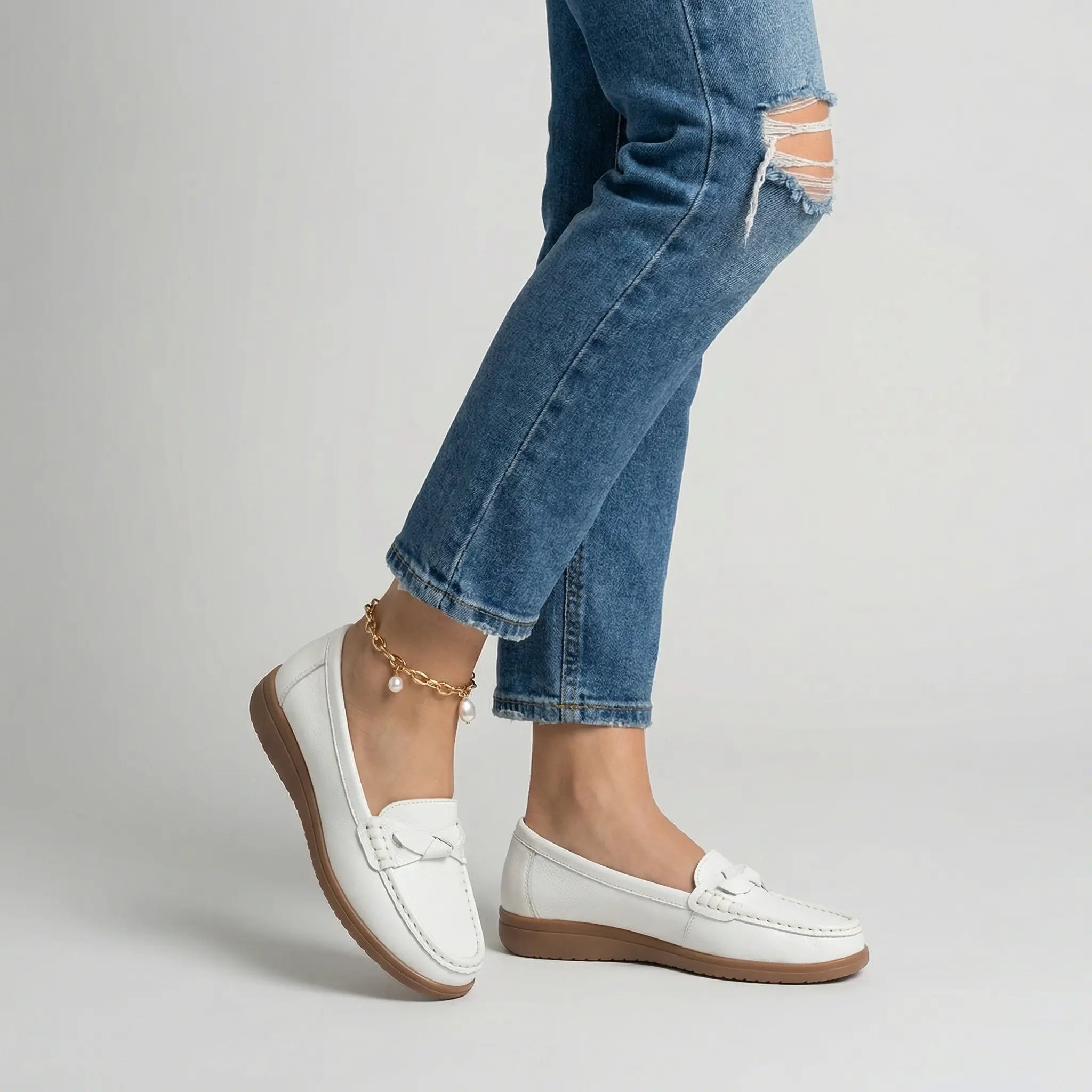 Damskie mokasyny casual wsuwane z niską cholewką na lato